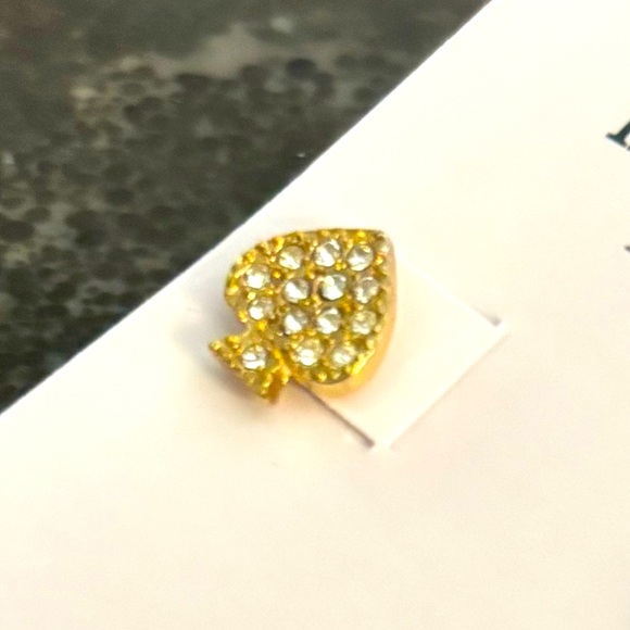 KATE SPADE NEW YORK ♠️ GOLD PAVÉ LOGO STUD EARRINGS - Picture 3 of 6